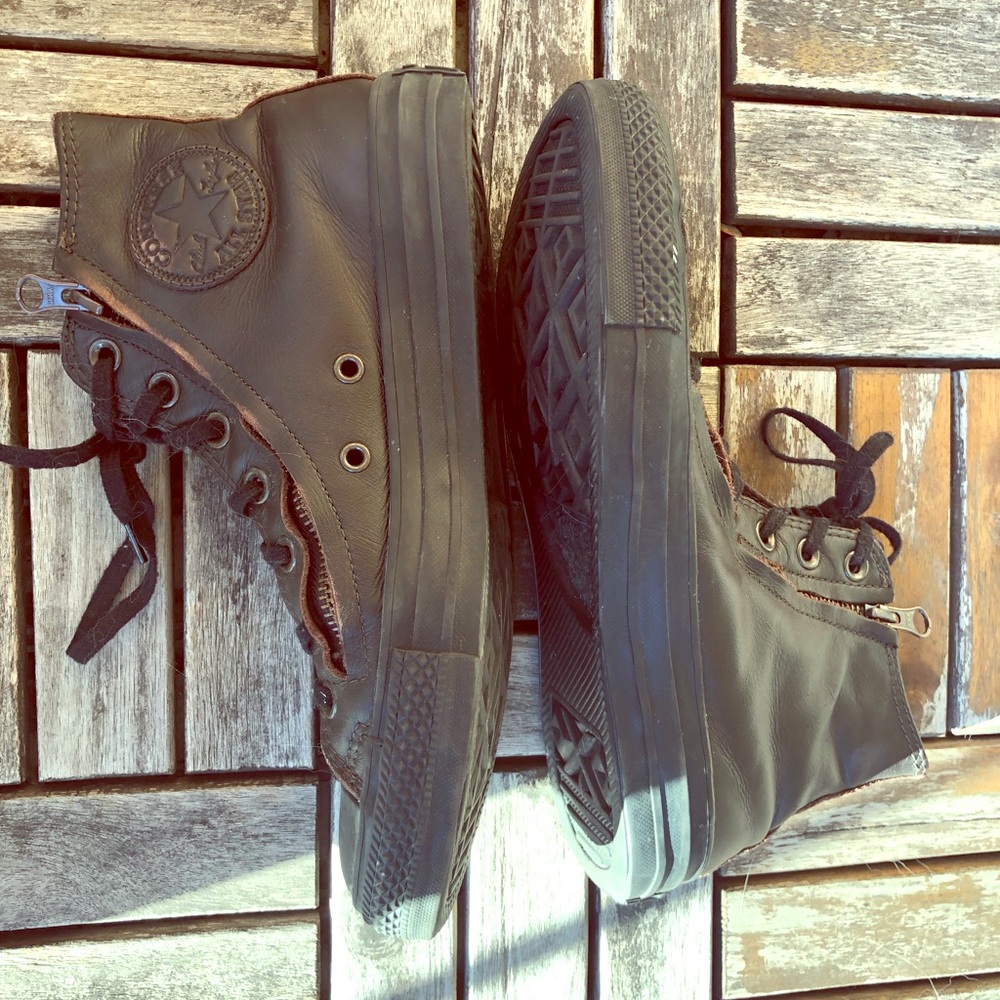 Leather Converse Sneakers with Zip Sides